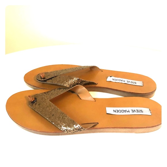 Steve Madden Gold Glitter Sandals - Picture 1 of 3
